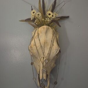 Decorative Skull With Floral And Metallic Detail
